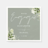 Grüne florale Sage Grüne Engagement Partei Serviette (Vorderseite)