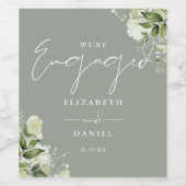 Grüne florale Sage Grüne Engagement Partei Weinetikett (Einzelnes Label)