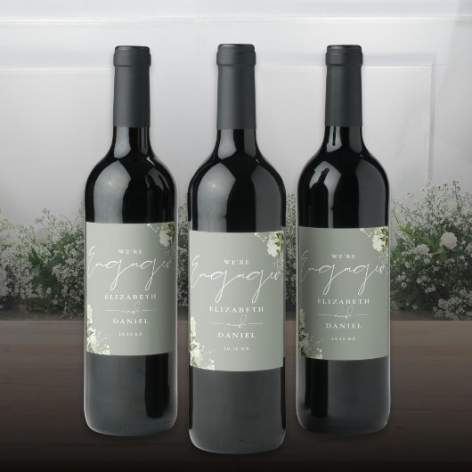 Grüne florale Sage Grüne Engagement Partei Weinetikett