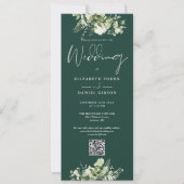 Grüne Florale Smaragd QR Code Hochzeit Einladung (Vorderseite)