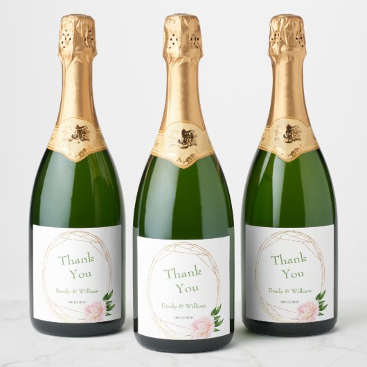 Grüne florale Sparkling Weinflasche Etikett (Flaschen)