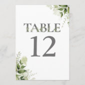 Grüne Florale Typografie Tischnummer (Rückseite)