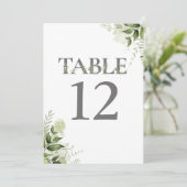 Grüne Florale Typografie Tischnummer (Stehend Vorderseite)
