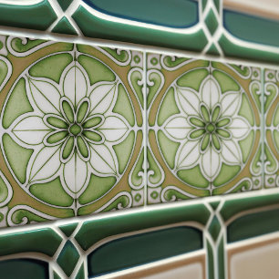 Grüne florale Wanddekoration Art Nouveau Spritzsch Fliese