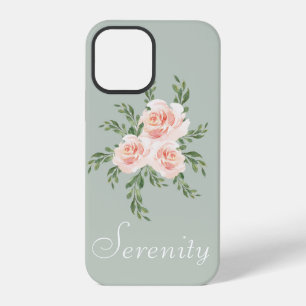Grüne Florale Wasserfarben-Typografie iPhone 12 Pro Hülle