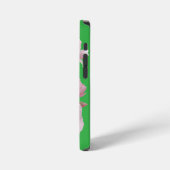 Grüne florale weiche rosa Blumen Elegant iPhone Hülle (Linke Seite)