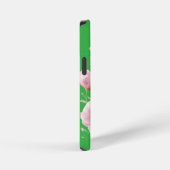 Grüne florale weiche rosa Blumen Elegant iPhone Hülle (Rechte Seite)