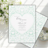 Grüne florale wunderliche Herz Baby Shower