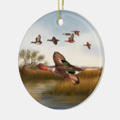 Grüne Flügel-Ente Keramik Ornament (Links)