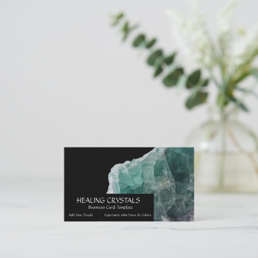 Grüne Fluoritkristalle zur Heilung Visitenkarte (Stehend Vorderseite)
