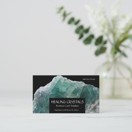 Grüne Fluoritkristalle zur Heilung Visitenkarte (Stehend Vorderseite)