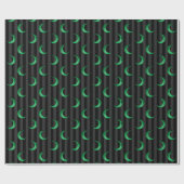 Grüne Fohle Crescent Moon & Stripes Halloween Geschenkpapier (Flach)