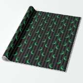 Grüne Fohle Crescent Moon & Stripes Halloween Geschenkpapier (Ungerollt)