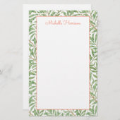 Grüne Foliage Botanisches Muster Grüner Orange Briefpapier (Vorne/Hinten)