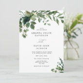Grüne Foliage Eucalyptus Elegante Rustikale Hochze Einladung (Stehend Vorderseite)