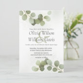 Grüne Foliage Eucalyptus Wedding Einladung (Stehend Vorderseite)