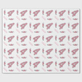 Grüne Foliage Girl Pink Blume Geschenkpapier (Flach)