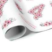 Grüne Foliage Girl Pink Blume Geschenkpapier (Rolleneckpunkt)