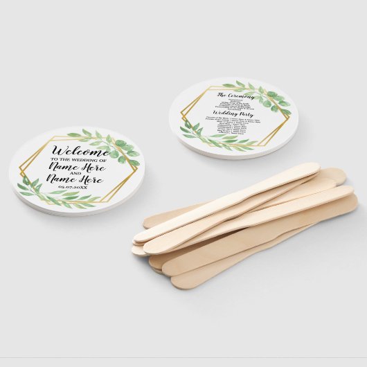 Grüne Foliage Hochzeitsprogramm Moderne Blätter Le Fächer (Non-assembled)