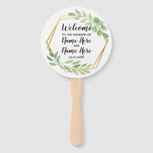 Grüne Foliage Hochzeitsprogramm Moderne Blätter Le Fächer (Vorderseite)