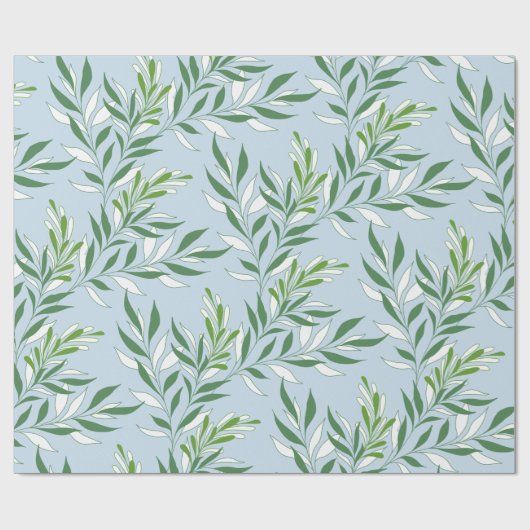 Grüne Foliage Muster Elegant Grün Blau Geschenkpapier (Flach)