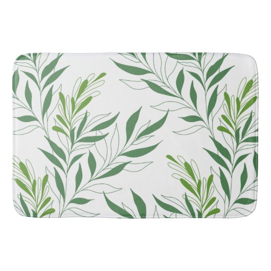Grüne Foliage Muster elegant grün und weiß Badematte (Vorderseite)