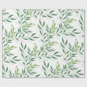 Grüne Foliage Muster elegant grün und weiß Geschenkpapier (Flach)