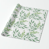 Grüne Foliage Muster elegant grün und weiß Geschenkpapier (Ungerollt)