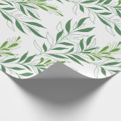 Grüne Foliage Muster elegant grün und weiß Geschenkpapier (Ecke)