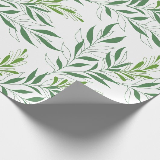 Grüne Foliage Muster elegant grün und weiß Geschenkpapier (Ecke)