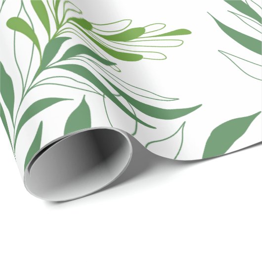 Grüne Foliage Muster elegant grün und weiß Geschenkpapier (Rolleneckpunkt)