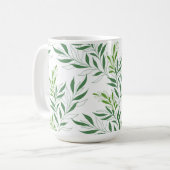 Grüne Foliage Muster elegant grün und weiß Kaffeetasse (Vorderseite Links)