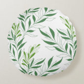 Grüne Foliage Muster elegant grün und weiß Rundes Kissen (Vorderseite)