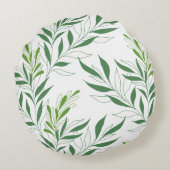 Grüne Foliage Muster elegant grün und weiß Rundes Kissen (Rückseite)