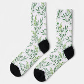 Grüne Foliage Muster elegant grün und weiß Socken (Linkes Detail)