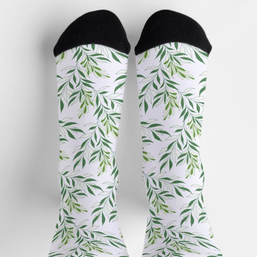 Grüne Foliage Muster elegant grün und weiß Socken (Oben)