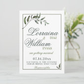 Grüne Foliage Olivenzweig Elegante Hochzeit Einladung (Stehend Vorderseite)