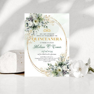 Grüne Foliage Quinceañera Boho-Stil Einladung