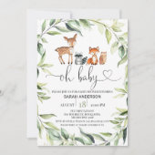 Grüne Foliage Woodland Babydusche Einladung (Vorderseite)