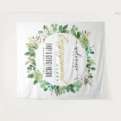 GRÜNE FOLIAGE WREATH WATERCOLOR VERLOBUNG WILLKOMM WANDTEPPICH (Vorderseite (Horizontal))