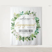 GRÜNE FOLIAGE WREATH WATERCOLOR VERLOBUNG WILLKOMM WANDTEPPICH (Vorderseite)