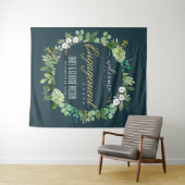 GRÜNE FOLIAGE WREATH WATERCOLOR VERLOBUNG WILLKOMM WANDTEPPICH (Beispiel (Horizontal))