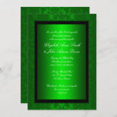 Grüne Folien-Damast-Hochzeits-Einladung Einladung (Vorne/Hinten)