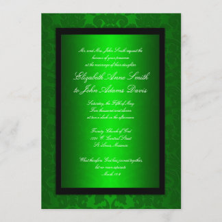 Grüne Folien-Damast-Hochzeits-Einladung Einladung
