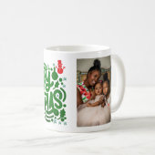 Grüne Folien Frohe Weihnachtsfeiertage Foto Kaffeetasse (VorderseiteRechts)