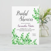 Grüne Folien und Pflaume | Kalligrafisches Brautpa Einladung (Stehend Vorderseite)