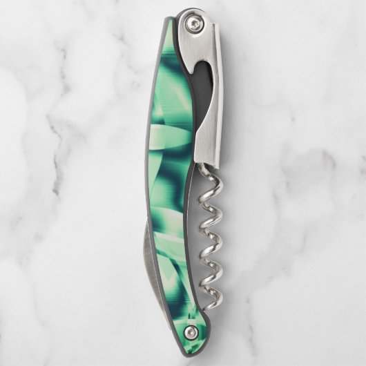 Grüne Formen aus Acryl, einige Minzetöne Kellnermesser (Rückseite)