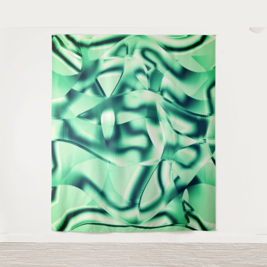 Grüne Formen aus Acryl, einige Minzfarben Wandteppich (Vorderseite)