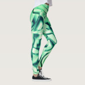 Grüne Formen aus Acryl, mit Pfefferminztönen Leggings (Rechts)