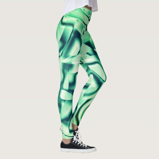 Grüne Formen aus Acryl, mit Pfefferminztönen Leggings (Rechts)